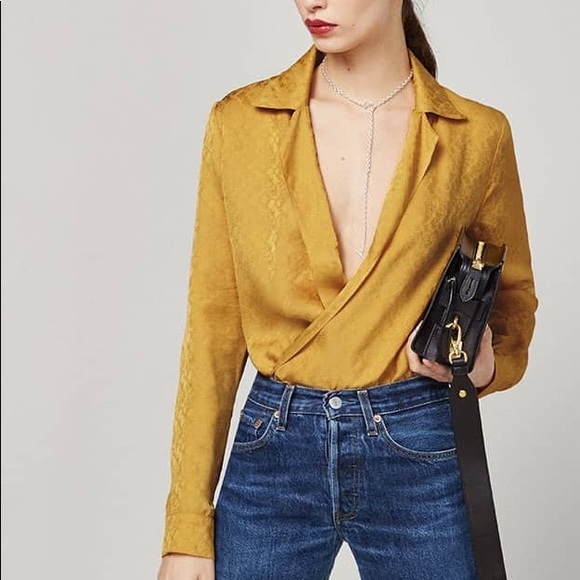 XS Reformation Aurelia Top yellow sunflower NWOT - Picture 2 of 3